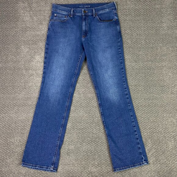 Mott & Bow Straight Jeans Men's 34 x 34 Measures 34 x 32 Blue Straight Leg - Picture 1 of 12